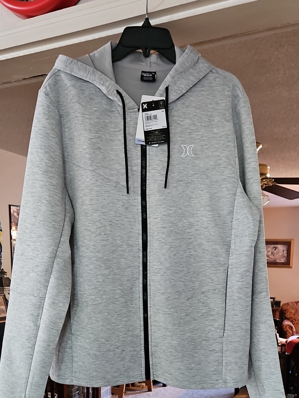 Hurley Medium Light Gray Zip-Up Hooded Jacket